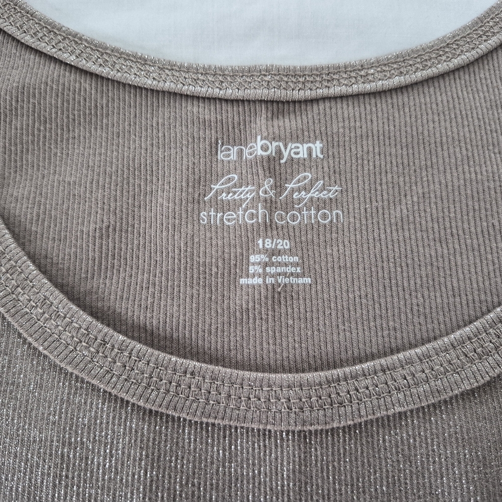 NWT Lane Bryant Womens Pretty & Perfect Ribbed Stretch Tank Shimmer Gold S 18/20